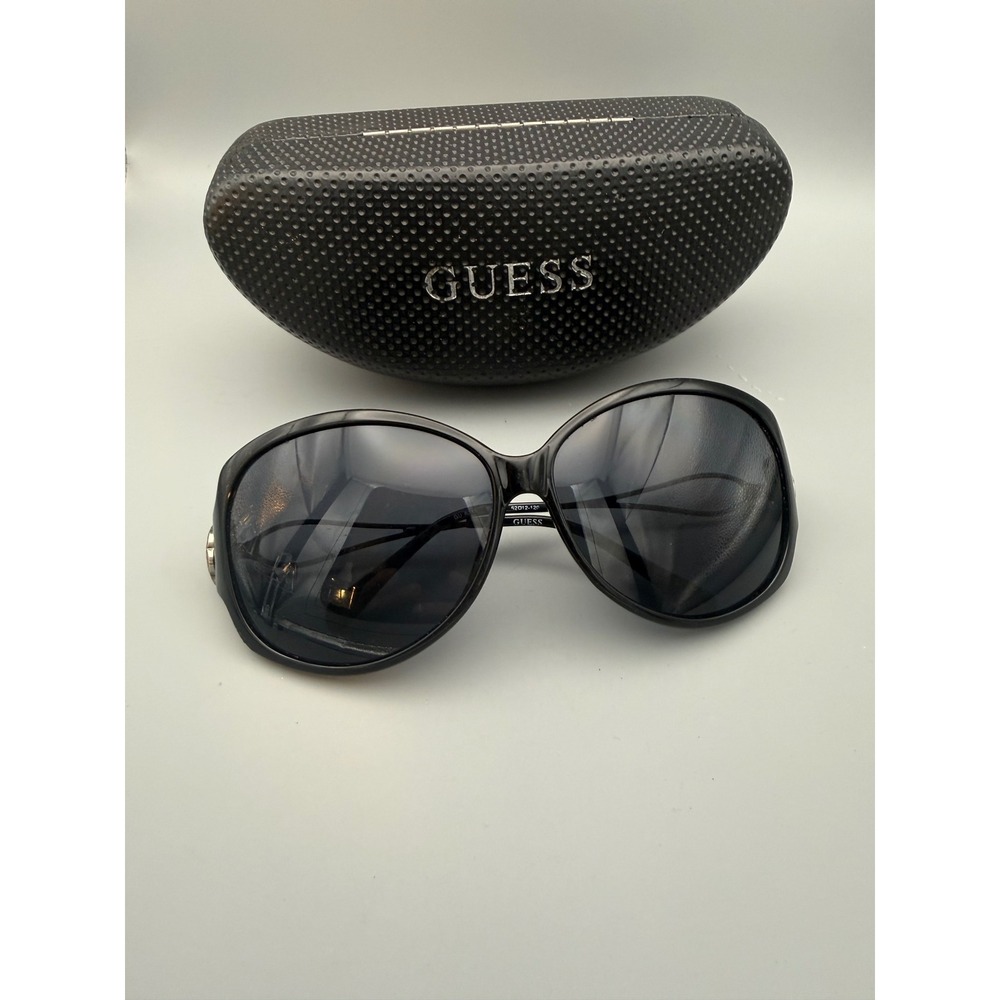 Guess Sunglasses GU 6345 Y2K Black Oval Rhinestone Floral Logo Glam &Case Diva